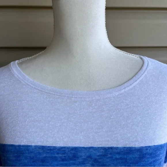 •Talbots• Lightweight Striped Linen Blend Top - Size Medium - Picture 3 of 9